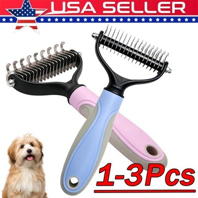 2Side Dog Brush for Shedding Dematting Pet Grooming Cat Hair Undercoat Rake Comb