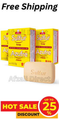 Grisi Sulfur Soap for Acne Pack of 3 Cleanses Reduces Inflammation and Breakouts