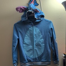 Girls Disney Stitch Hoodie NWT Medium 10/12 Stitch On Arm Zip Up