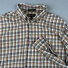 Kinloch Anderson Scotland Shirt Mens Large Brown Plaid Wool Blend Button Down