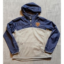 NFL Chicago Bears Youth Pullover Hoodie Jacket Windbreaker Navy Gray Large