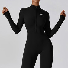 Aloyoga Pilates one-piece bodysuit, nude-feel tight-fitting long-sleeved fitness