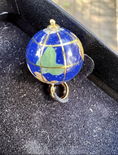 Michael Anthony Multi Gemstone Inlay 14K Gold Earth Globe Pendant - Picture 4 of 8