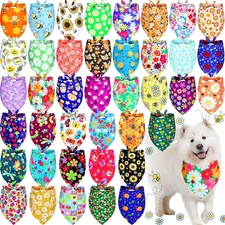 40 Pcs Fall Dog Bandanas Bulk Flower Hawaiian Triangle Reversible Bandanas 