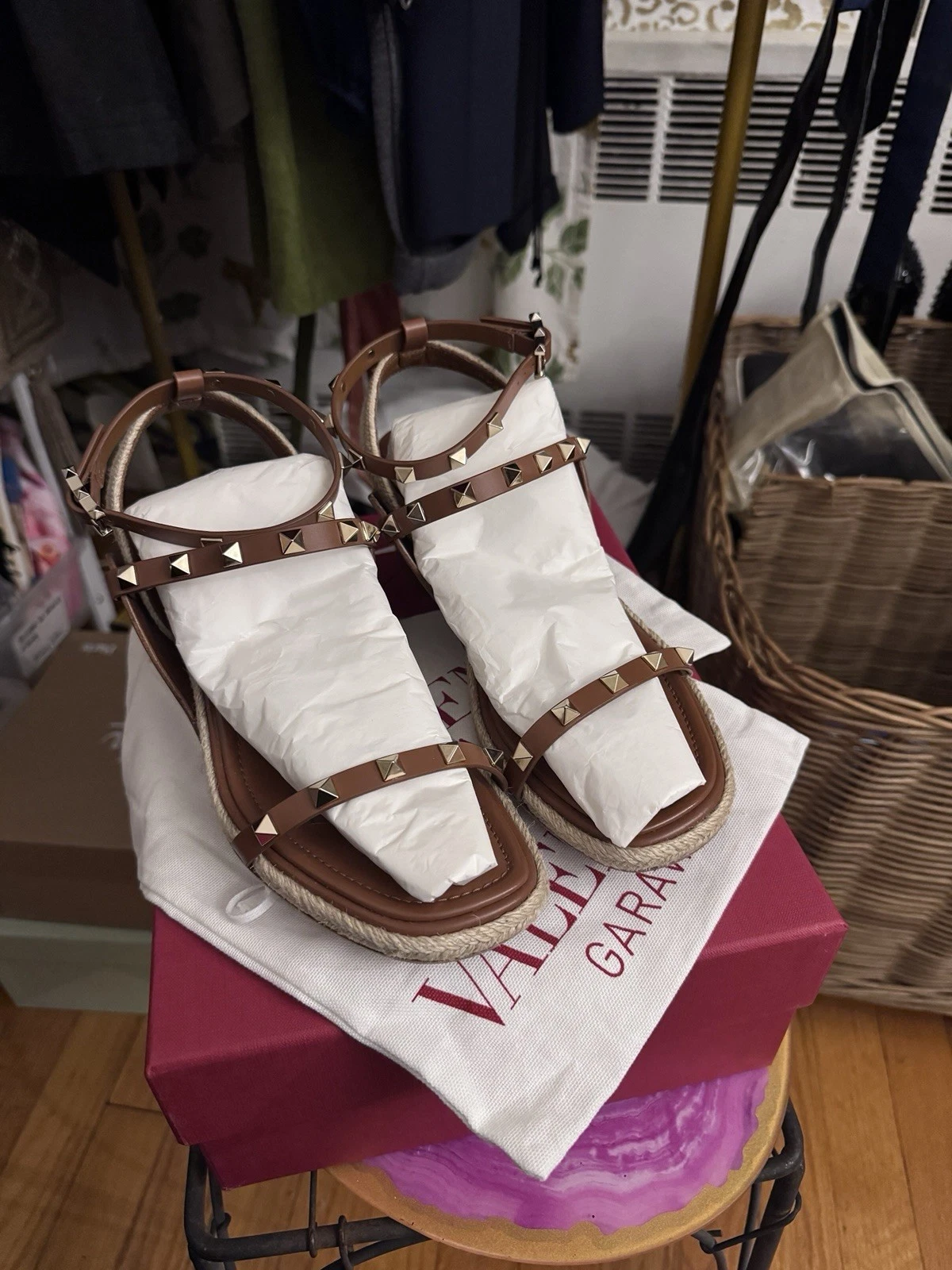 Valentino — VALENTINO GARAVANI ROCKSTUD Espadrille Sandals 60mm Size 38