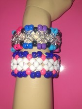 2 Kandi Cuff Ponybead Bracelets Kids, Teens, Adult
