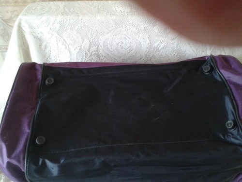 Gym Bag / Sports Bag, 3 Sections, Black + Purple Trim, Handles & Shoulder Strap - Picture 11 of 12