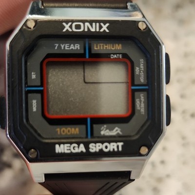 VNT XONIX Mega Sport Digital Quartz Watch 100m Black Rubber Band Backlight Date
