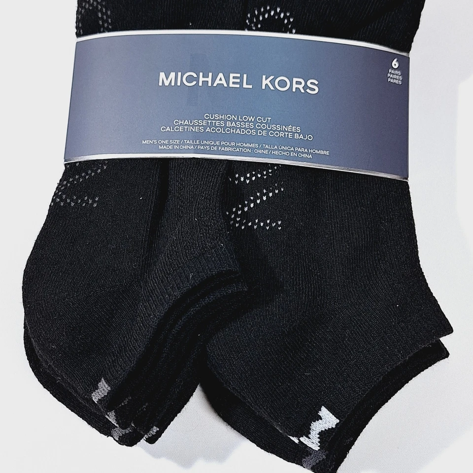 Calcetines Michael Kors Para Hombre Talla 6.5-11 Negros 6 Pares Corte Cuarto Caminar Senderismo Gimnasio Foto 3 de 4