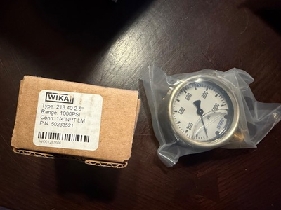 #ad #ad WIKA 213.40 2.5quot; Pressure Gauge 0 1000 PSI 1 4quot; NPT Lower Mount P N 50233521 $15.95