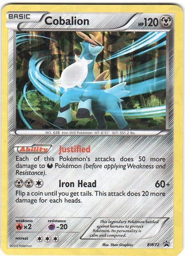 Cobalion BW72 Holo P Black And White Promo Pokemon Holo MP