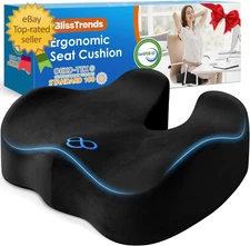 Thick Seat Memory Foam Cushion for Pressure Tailbone Back Pain Relief Office Car