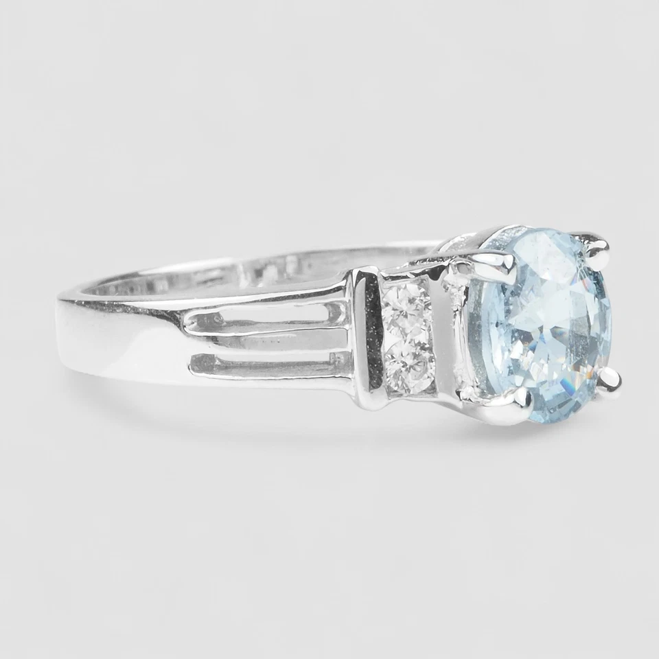 Anillos finos hechos a mano de plata de ley 925 de espinela gris azul de Birmania de 1,02 quilates Foto 3 de 4