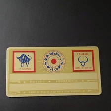 Vintage Perma Graphics Social Security Card Taurus New Old Stock Blank