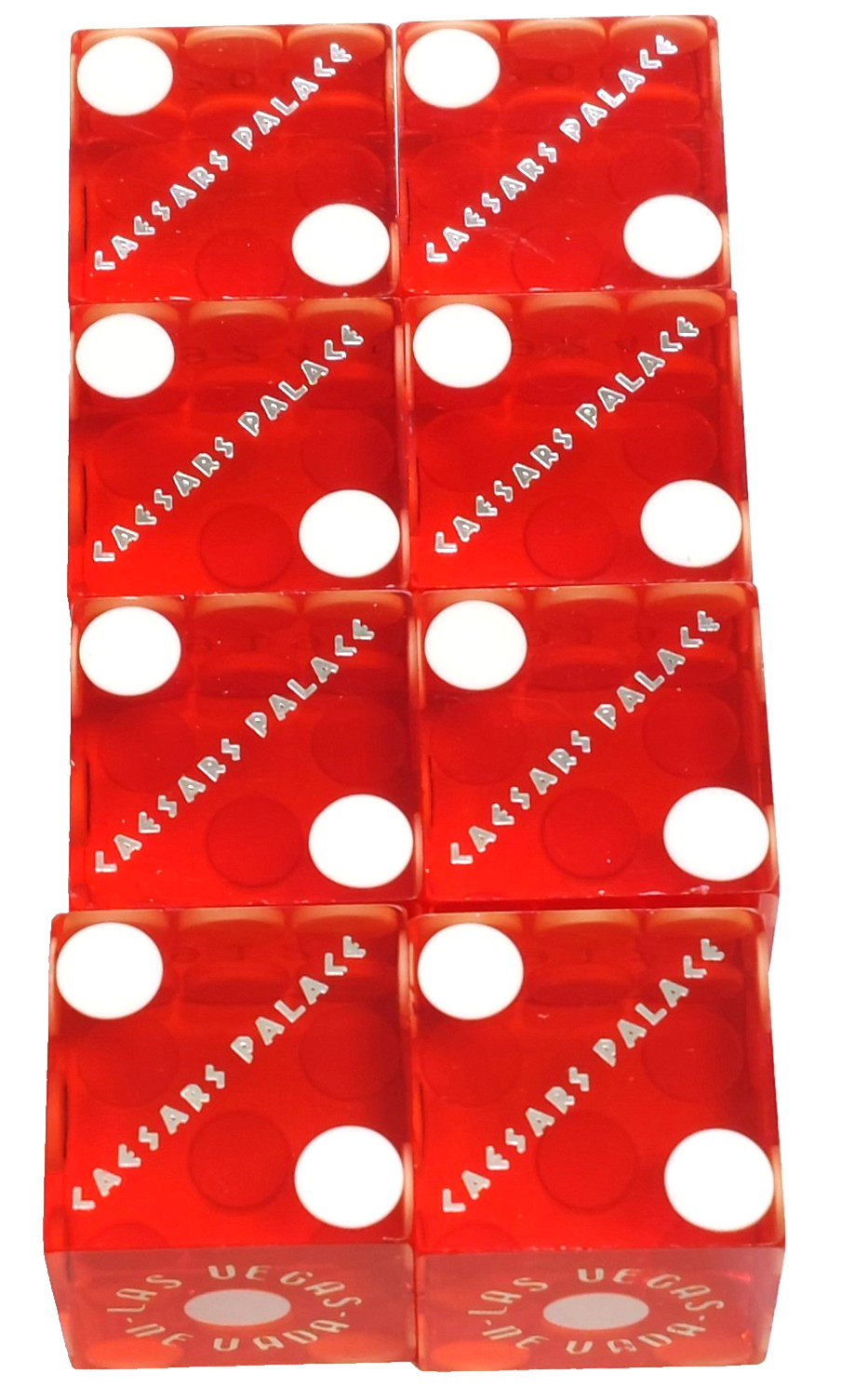Casino Dice Caesar's Palace Las Vegas 4-Pair (8-Dice) Table Played Red Polished