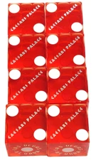 Casino Dice Caesar's Palace Las Vegas 4-Pair (8-Dice) Table Played Red Polished