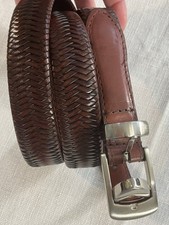 Genuine Leather Braided Brown Leather Men's Belt 48  
