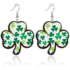 St. Patrick's Day Earrings for Women Green Shamrock Dangle Clover