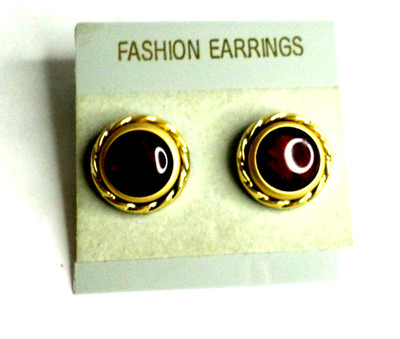 Womens Fashion Earrings Studs Gold Plated Cat Eye Stone