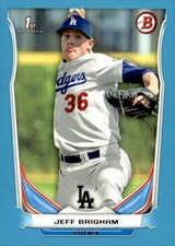 2014 Bowman Blue #DP66 Jeff Brigham FB 397/399 Los Angeles Dodgers