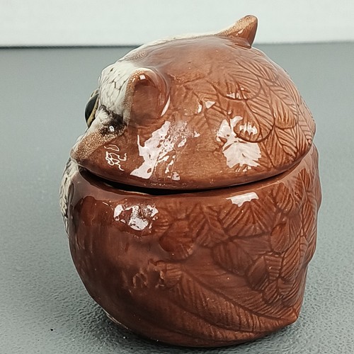Vintage Owl Sugar Creamer Set Sugar w/Lid Brown & White - Picture 7 of 15