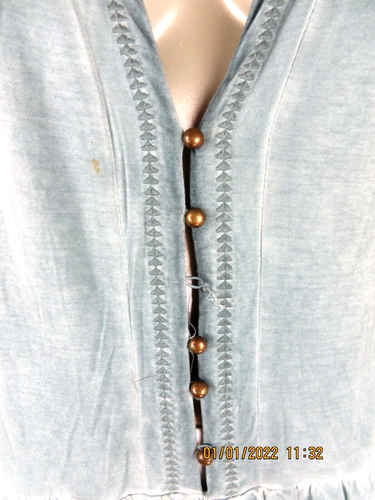 POL SZ S Rayon/Spandex Sage Green Oversize Cut Ruffled Hi-Low Top Blouse Shirt - 第 10/12 張圖片