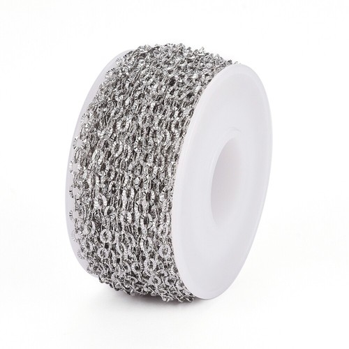 32.8 Feet(10m)/roll Stainless Steel Textured Cable Chains Soldered 3.5x2.5x0.4mm - Picture 7 of 12