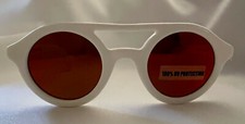 Authentic MONCLER ML0014 21C Ivory Cream Round Sunglasses - 47 MM - New 9-5