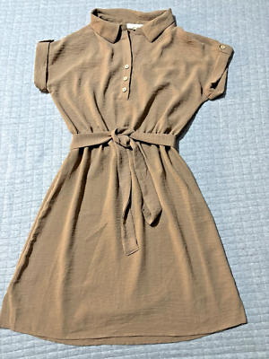 slim fit dress slacks Brown Fitted Shirt Dress – KRENARERUGOVA main image 0