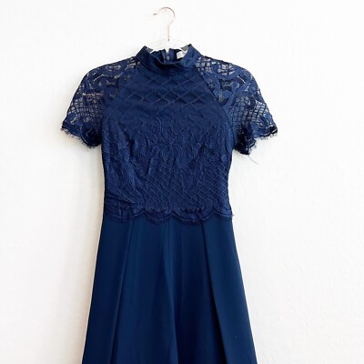 Hello Molly Women's Better Than Before Lace Jumpsuit Crepe Wide Leg Navy  Blue XS | eBay