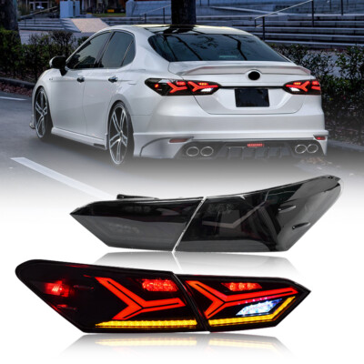 Full LED Tail Lights For Toyota Camry 2018-2024 Smoked Rear Lamp Start Animation