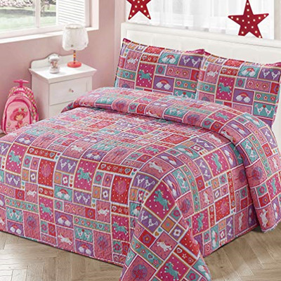 Kids Zone Home Linen Bedspread Set Unicorns Birds Hearts Rainbow Stars for Girls  eBay