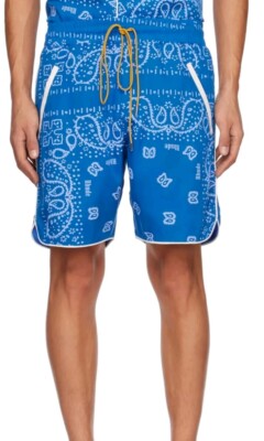 RHUDE Bandana Print Track Shorts Blue Retail $430 Men's size