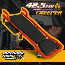 [ADJUSTABLE HEADREST+HANDLE]Rolling Padded Low Profile Creeper Garage Car Repair