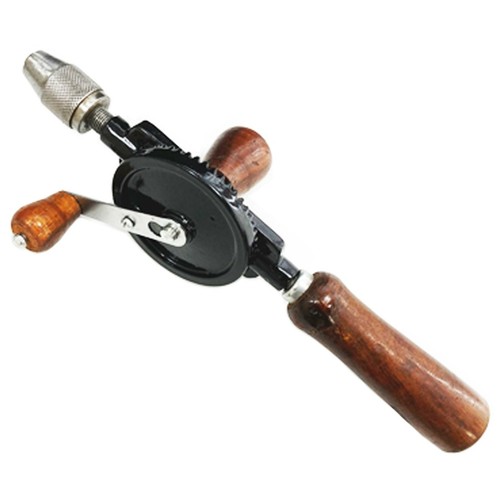 Hand Drill Chuck 1/4" Double Pinion Wooden Handle Intricate Drilling Crank 5056042012223 eBay