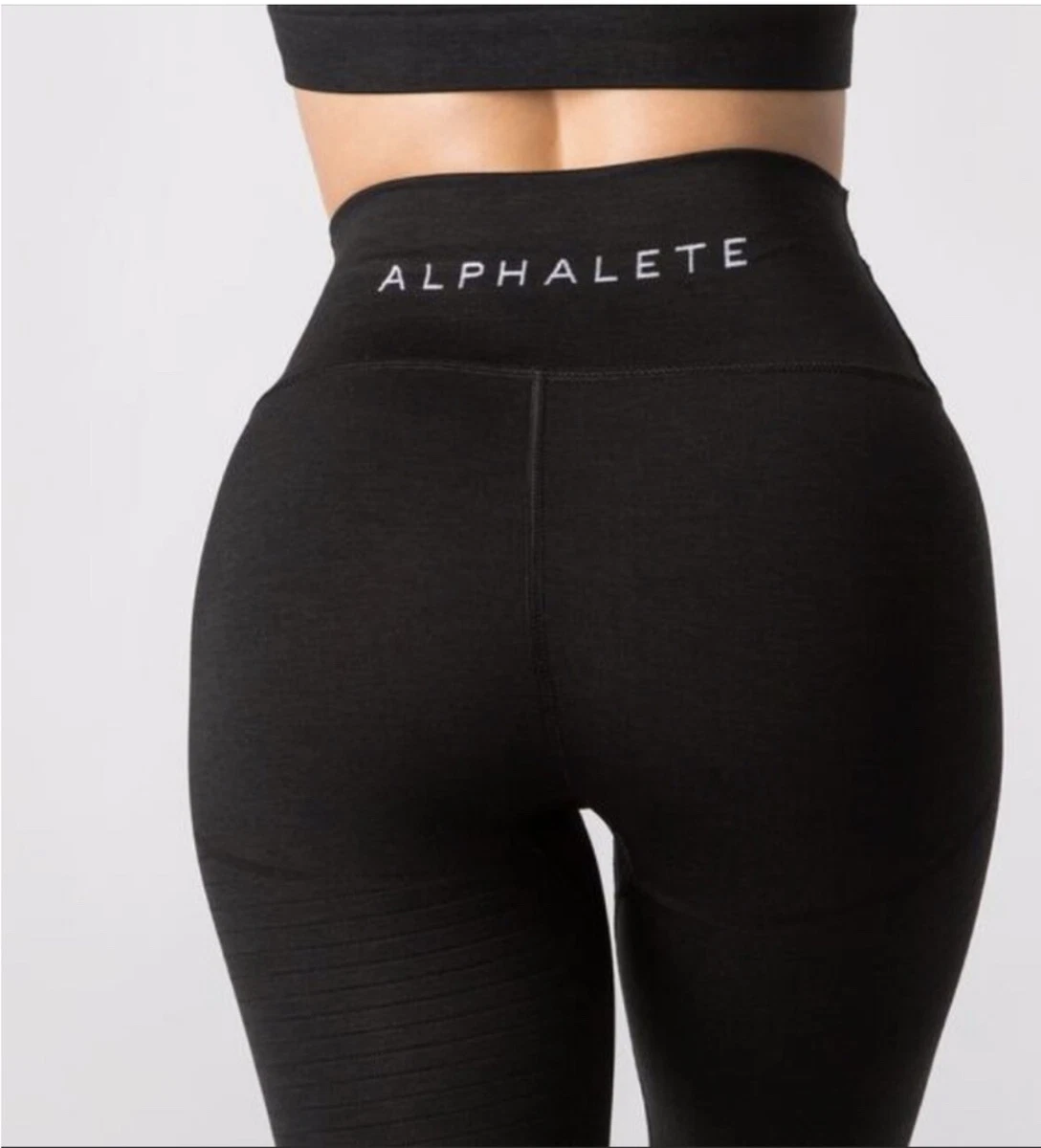 Alphalete Revival R6 Moto High Waist Leggings Size XS Seamless Black