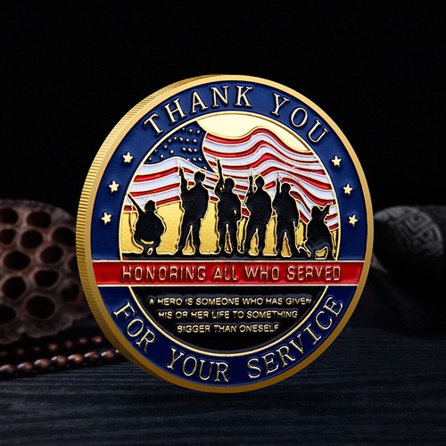50PCS Thank You for Your Service Commemorative Challenge Coin Veteran Gold Medal - Picture 10 of 11
