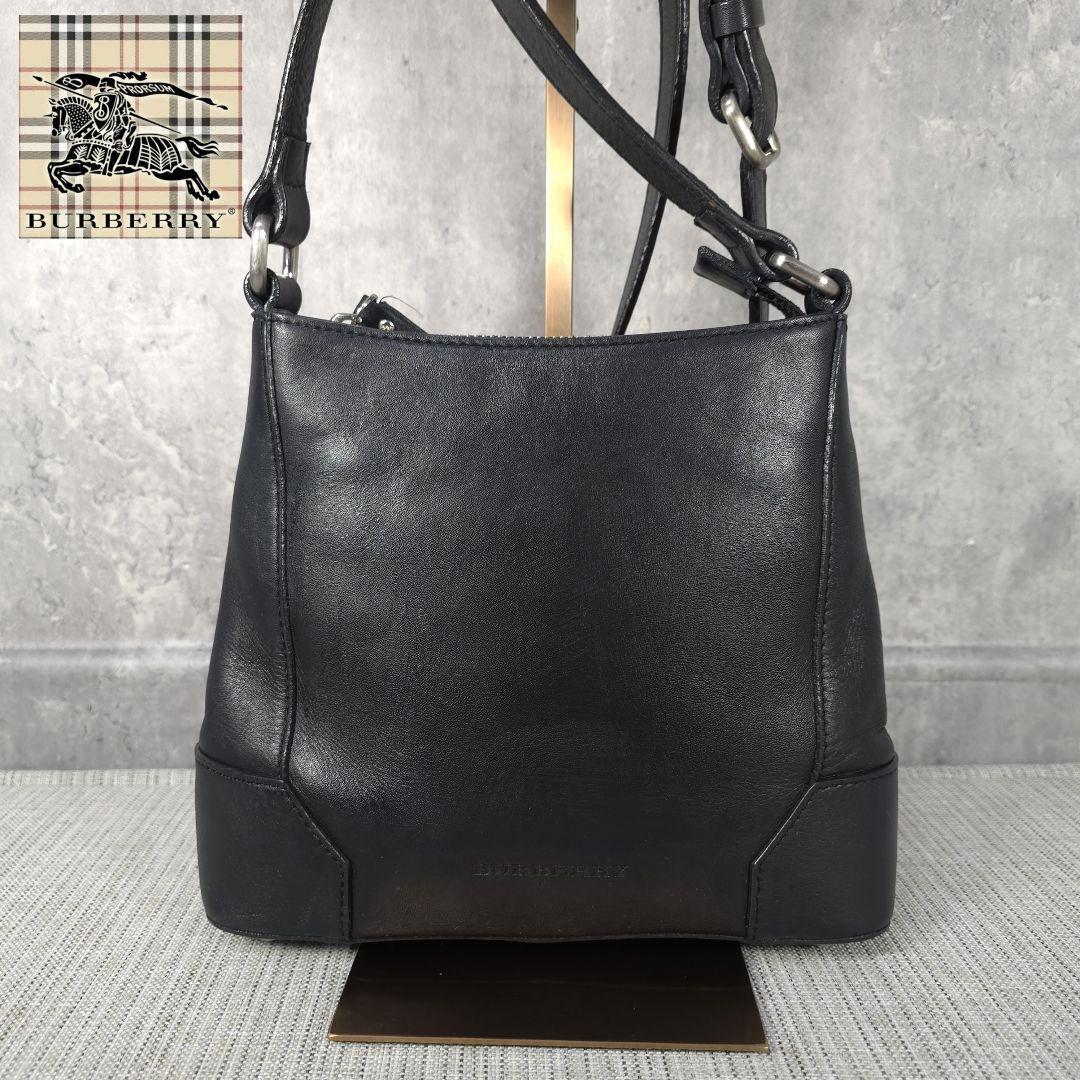 Burberry Shoulder Bag Nova Check Leather Black Authentic F1205333