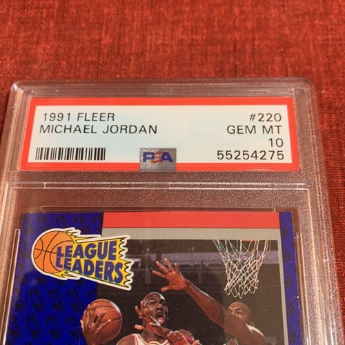 PSA10 Michael Jordan 1991 Fleer #220 League Leaders Chicago Bulls HOF NBA Free s - Bild 6 von 12