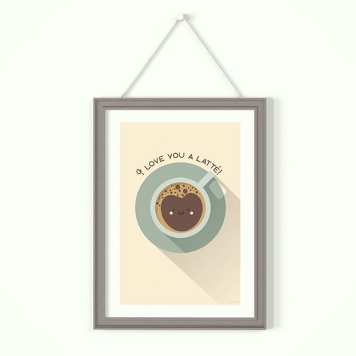 A4 Print im Kawaii Style, Kaffee - Bild 2 von 2