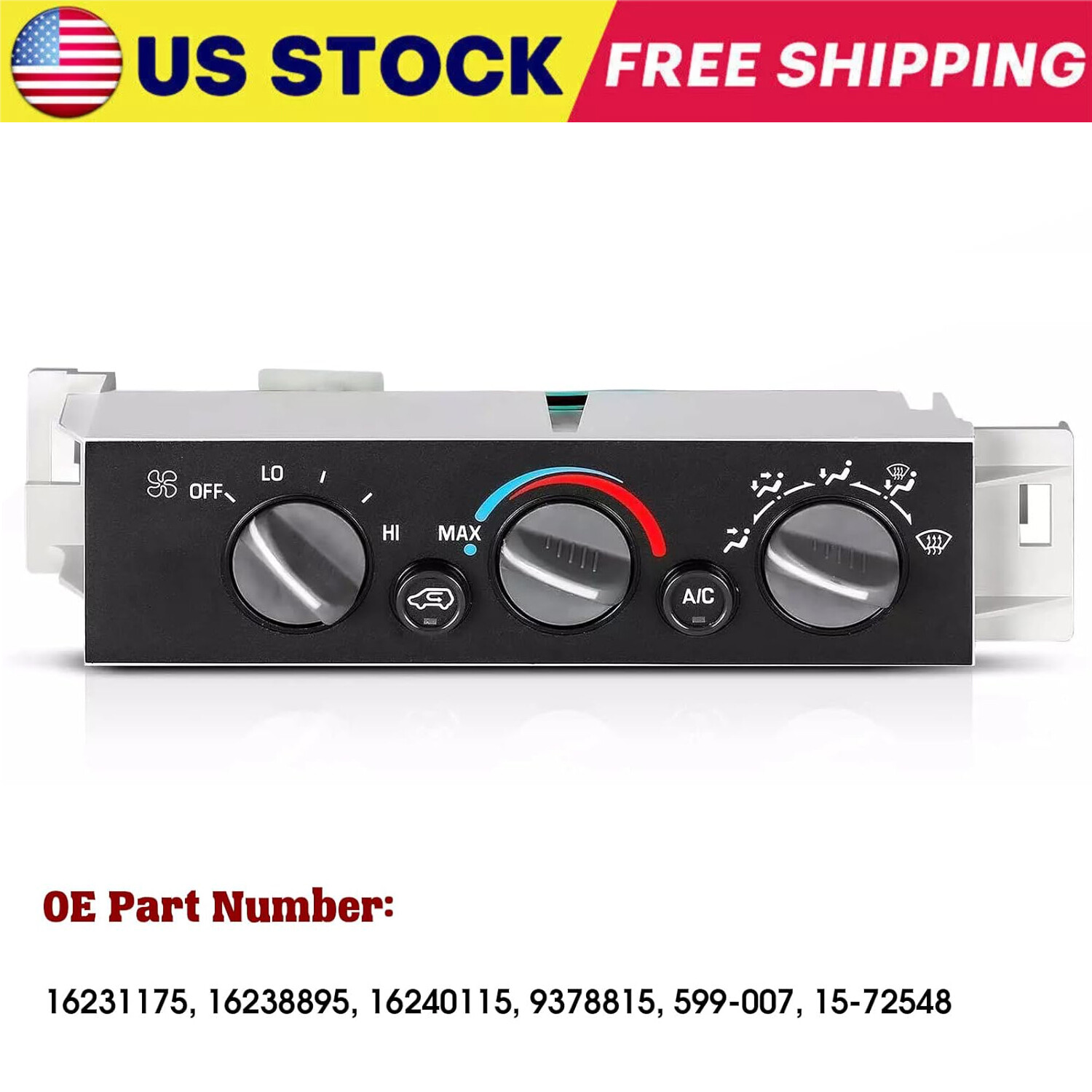 A/C Heater Climate Control Switch 16231175 for Chevy GMC C1500-C3500 K1500-K3500 Trucks