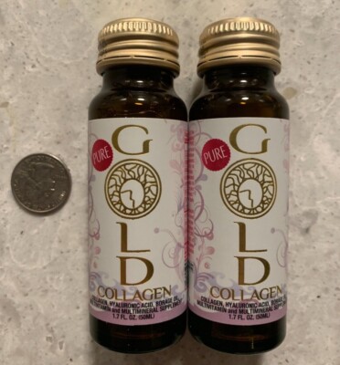 Set of 2 Pure Gold Collagen Hyaluronic Acid Borage Oil Supplements
