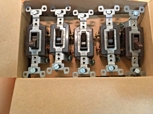 (Caja de 100) Interruptores de 3 vías marrón P&S 1453-G 15A 120VAC - Imagen 3 de 5