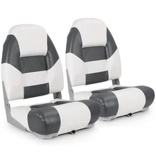 NORTHCAPTAIN White/Charcoal High Back Folding Boat Seat, 2 Seats