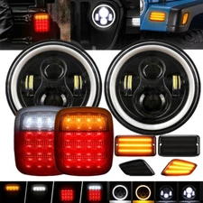 For Jeep Wrangler TJ 97-06 Combo 7" Led Headlights+Tail Lights+Side Marker Light