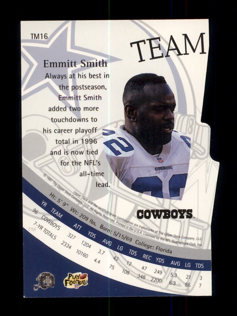 1997 UPPER DECK #TM16 EMMITT SMITH TEAMMATES DIE CUT INSERT
