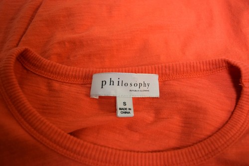 PHILOSOPHY Republic Clothing Orange Red Cotton Knit Long Sleeve Tunic Top Size S - Picture 4 of 4