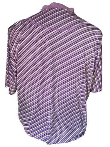 St Andrew’s of Scotland Men’s Polo Shirt Size Large Purple White Black Stripes - Picture 2 of 9