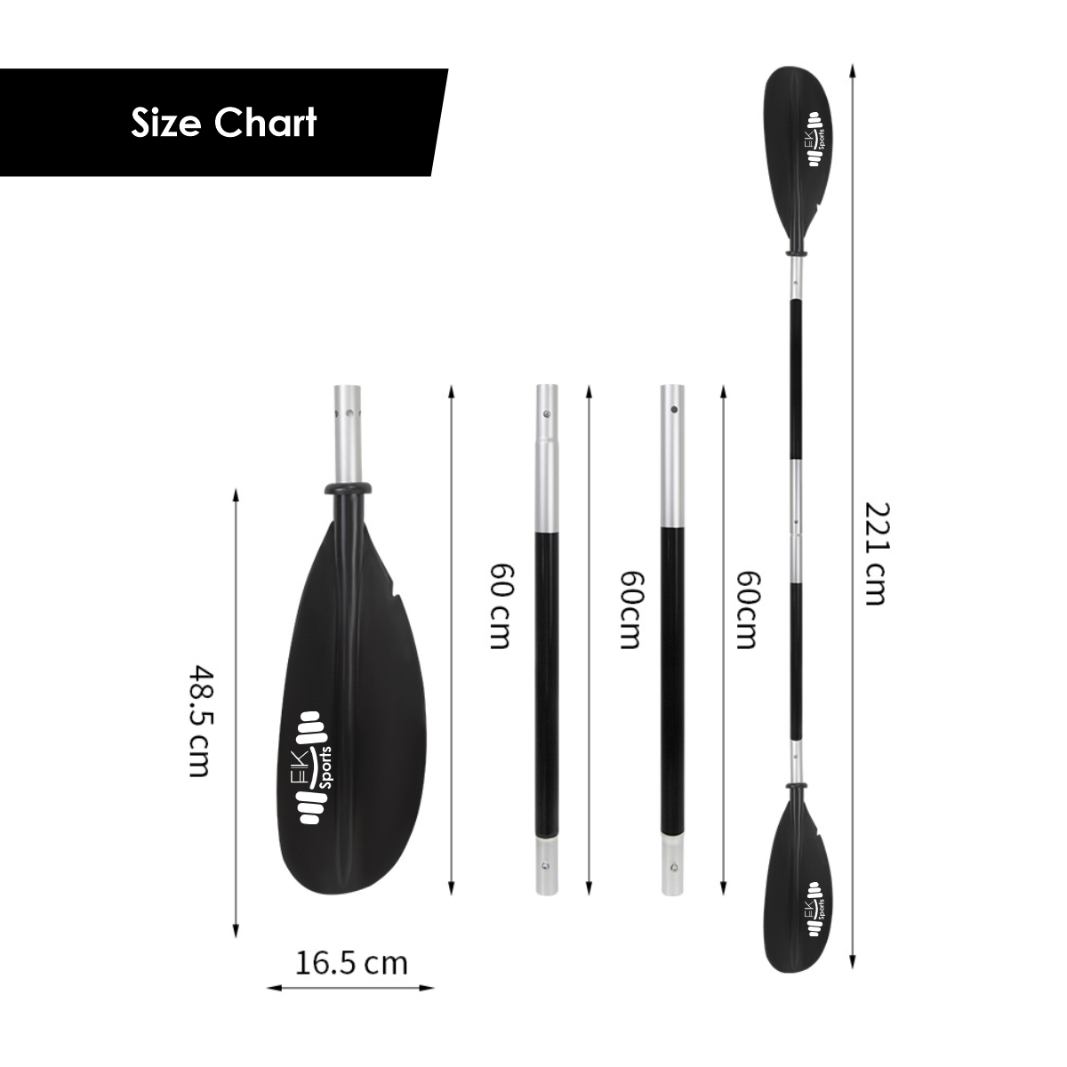 Boat Oars Kayak Paddles Detachable Aluminum Alloy for Dinghy Canoe Raft