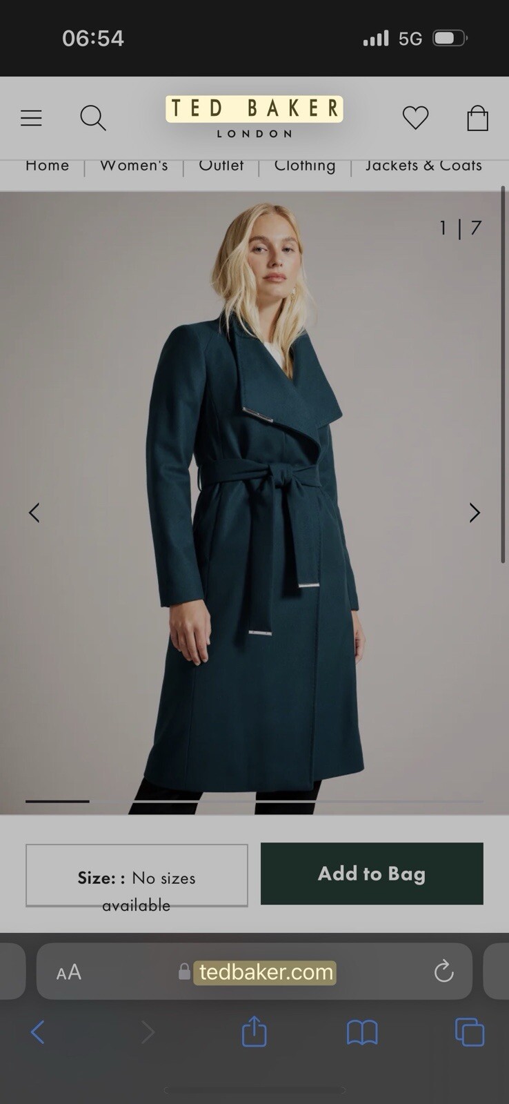 Ted Baker Sandra Dark Teal Wool Long Coat TB1 image 4